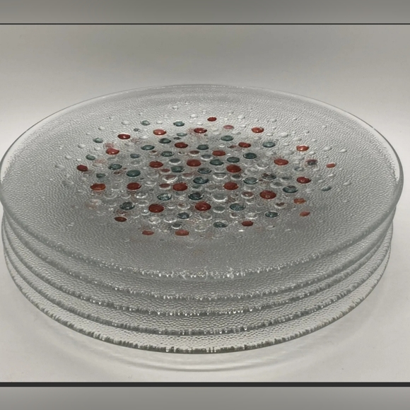 VTG Lot of 5 Asteroid Glass 9.5" Dessert Plates by Jan Sylwester Drost Poland - Picture 2 of 2